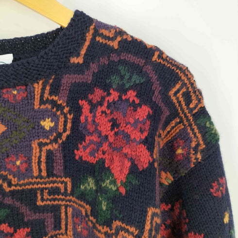 ローラアシュレイ LAURA ASHLEY 90s ウール 花柄 クルーネックニットチュニック レディース import:S
