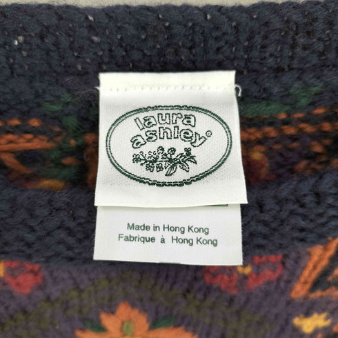 ローラアシュレイ LAURA ASHLEY 90s ウール 花柄 クルーネックニットチュニック レディース import:S