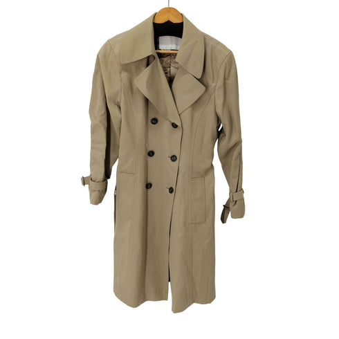 ペリーエリス PERRY ELLIS 裏地 総柄 ベルト付 ダブルブレスト ナイロンコットン トレンチコート レディース