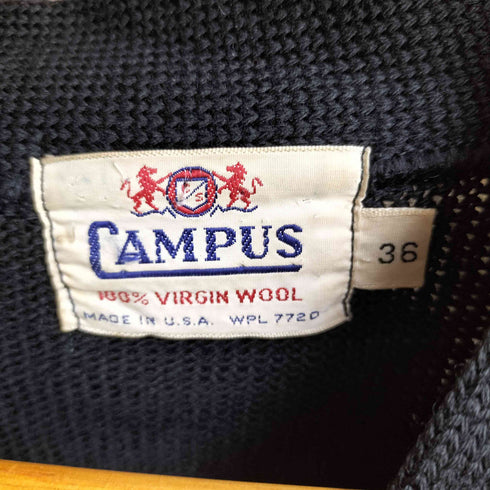 キャンパス CAMPUS 50S USA製 レタード ウールカーディガン メンズ US:36