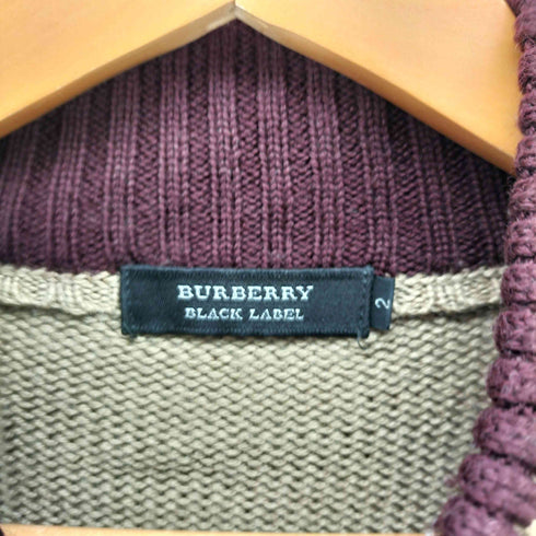 バーバリーブラックレーベル BURBERRY BLACK LABEL 中綿 ジップアップ ドライバーズ ニット ウール セーター メンズ JPN:2