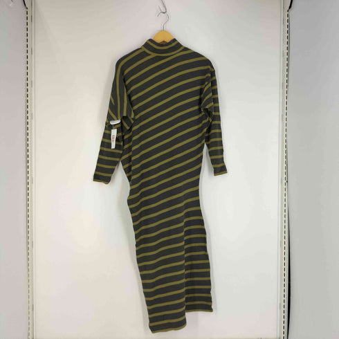 イッセイミヤケ ISSEY MIYAKE 80s 筆タグ コットンウール 斜めボーダー モックネック ニットワンピース レディース JPN:9号