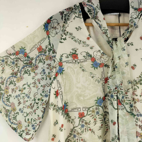 ウエアハウス WAREHOUSE ボタニカル柄 ボウタイブラウス レディース 8