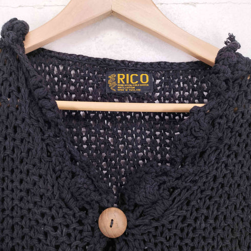 リコ RICO 70S ウッドボタン ショートスリーブ カーディガン レディース