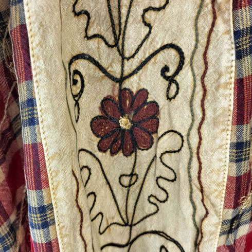 チェック柄 フラワー刺繍デザイン レーヨンスカート レディース 17