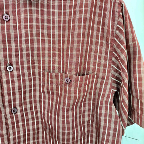 ハガークロージング HAGGAR チェック柄 フロントポケット 半袖シャツ メンズ M