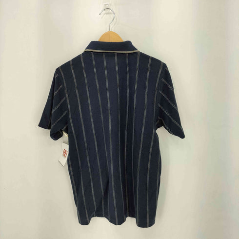 MENS CLUB ドットストライプ柄 ハーフジップ コットンニット 半袖ポロシャツ メンズ L