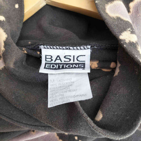 ベーシックエディションズ BASIC EDITIONS USA製 ブリーチデザイン モックネック 長袖Tシャツ カットソー メンズ M