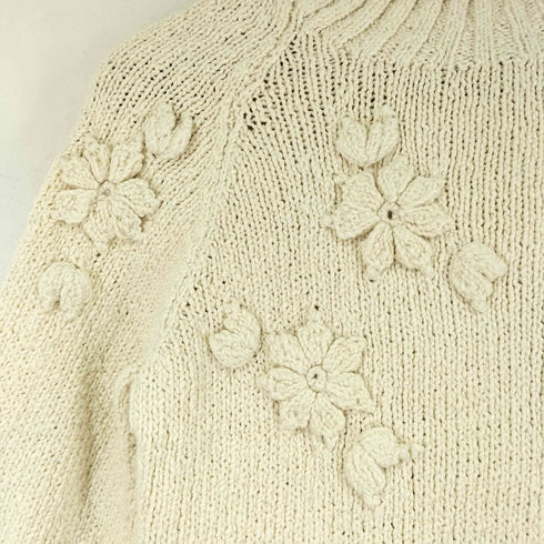 PEOPLE TREE ハンドメイド 花柄刺繍 タートルネックニット レディース