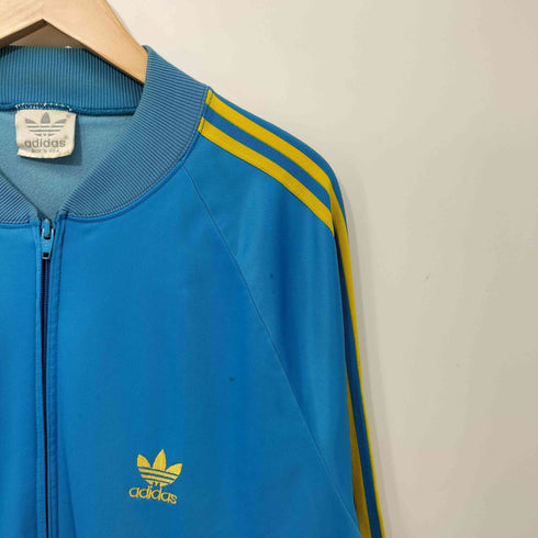 アディダスオリジナルス adidas Originals 80S USA製 銀タグ トレフォイルロゴ刺繍 スリーストライプ トラックジャケット メンズ import:XL