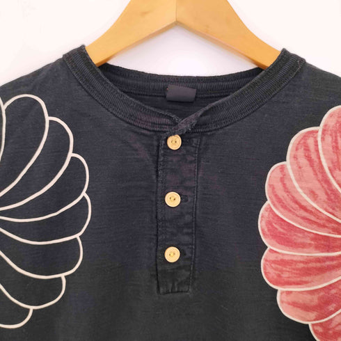 クロップドヘッズ CROPPED HEADS 花プリント ヘンリーネック Tシャツ メンズ JPN:M