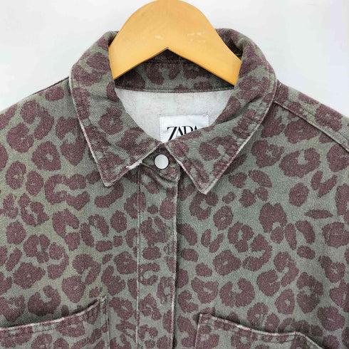 ザラ ZARA レオパード総柄 フロントポケット 長袖シャツ メンズ M
