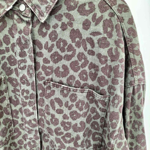 ザラ ZARA レオパード総柄 フロントポケット 長袖シャツ メンズ M