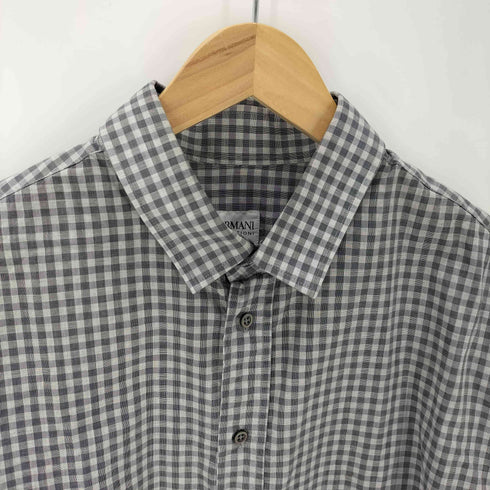 アルマーニコレツィオーニ ARMANI COLLEZIONI ギンガムチェック ワイドカラー L/S シャツ メンズ 43/17