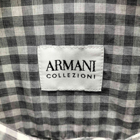 アルマーニコレツィオーニ ARMANI COLLEZIONI ギンガムチェック ワイドカラー L/S シャツ メンズ 43/17