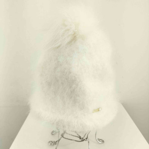 カシラ CA4LA RABBIT FUR 耳当て付き ポンポンニット帽 レディース