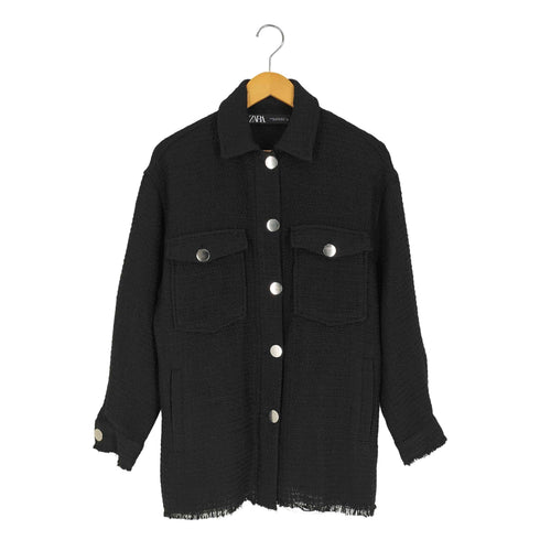 ザラ ZARA 裾カットオフ ツイードジャケット レディース import:XS