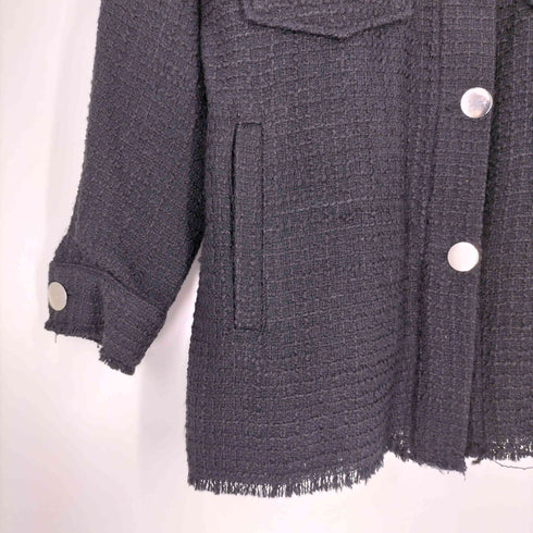 ザラ ZARA 裾カットオフ ツイードジャケット レディース import:XS