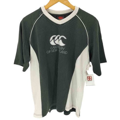 カンタベリーオブニュージーランド CANTERBURY OF NEW ZEALAND ロゴ 刺繍 Vネック ラグランスリーブ 鹿の子 Tシャツ メンズ import:XL