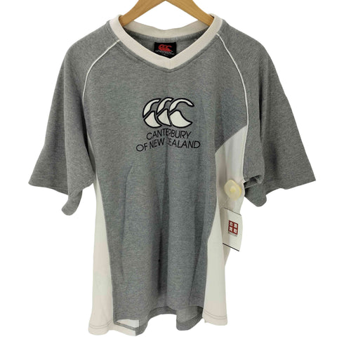 カンタベリーオブニュージーランド CANTERBURY OF NEW ZEALAND ロゴ 刺繍 Vネック ラグランスリーブ 鹿の子 Tシャツ メンズ import:XL