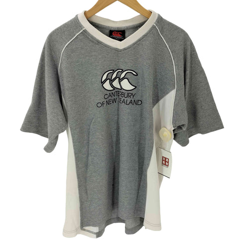 カンタベリーオブニュージーランド CANTERBURY OF NEW ZEALAND ロゴ 刺繍 Vネック ラグランスリーブ 鹿の子 Tシャツ メンズ import:XL