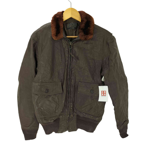 ユーエスネイビー U.S.NAVY 60S 黒タグ TYPE G-1 レザー フライト ジャケット RALPH EDWARDS SPORTWEAR社製 CONMARジップ メンズ US:40