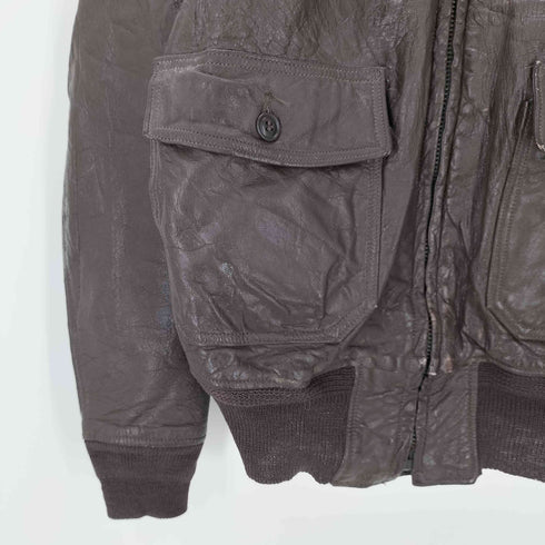 ユーエスネイビー U.S.NAVY 60S 黒タグ TYPE G-1 レザー フライト ジャケット RALPH EDWARDS SPORTWEAR社製 CONMARジップ メンズ US:40