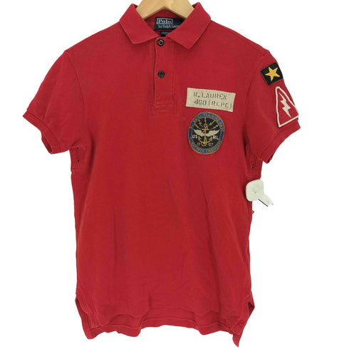 ポロバイラルフローレン Polo by RALPH LAUREN CUSTOM FIT イカリ スター イナズマ ワッペン バック タイガープリント S/S ポロシャツ Y2K メンズ import:XS