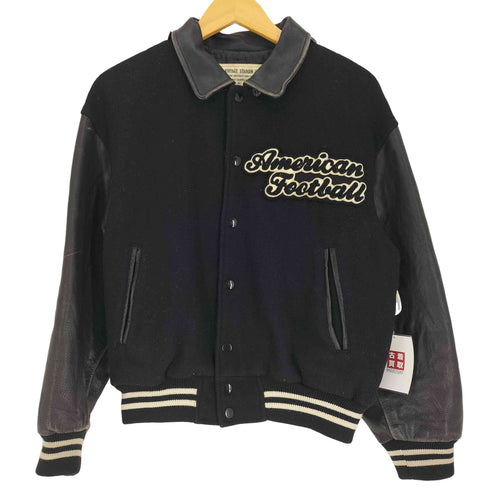 VINTAGE STADIUM JACKET アメリカンフットボール チーム 両面刺繍 ワッペン 裏地キルティング レザー ヴィンテージ スタジアム ジャケット スタジャン メンズ import:M