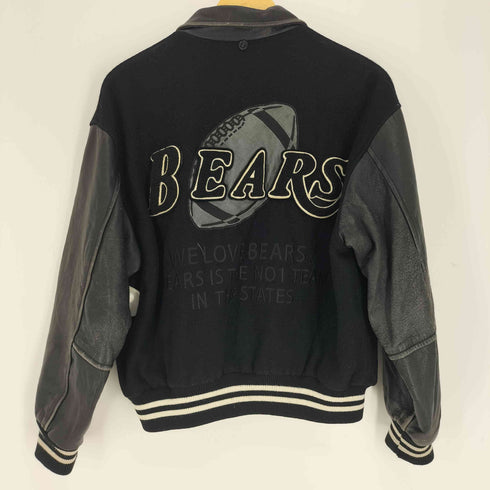 VINTAGE STADIUM JACKET アメリカンフットボール チーム 両面刺繍 ワッペン 裏地キルティング レザー ヴィンテージ スタジアム ジャケット スタジャン メンズ import:M