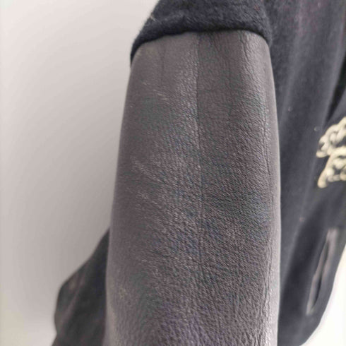 VINTAGE STADIUM JACKET アメリカンフットボール チーム 両面刺繍 ワッペン 裏地キルティング レザー ヴィンテージ スタジアム ジャケット スタジャン メンズ import:M