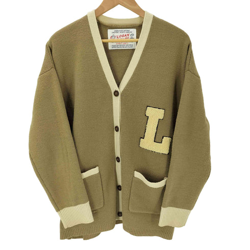 ローガン LOGAN Vネック アクリル ニット スクール カーディガン ワッペン付き レディース FREE
