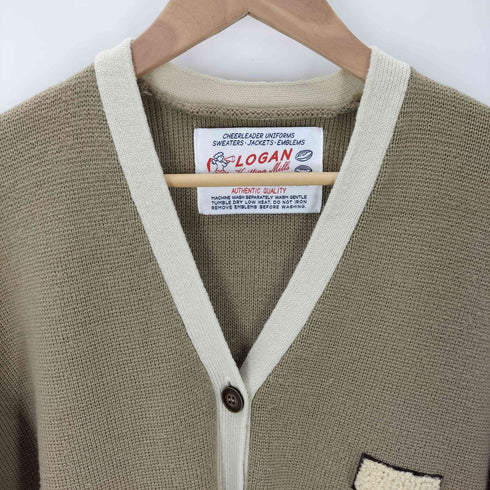 ローガン LOGAN Vネック アクリル ニット スクール カーディガン ワッペン付き レディース FREE