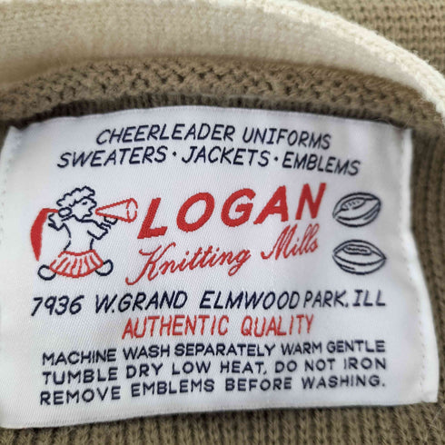 ローガン LOGAN Vネック アクリル ニット スクール カーディガン ワッペン付き レディース FREE