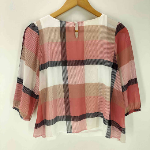 ブルーレーベルクレストブリッジ BLUE LABEL CRESTBRIDGE チェックシフォンブラウス レディース EUR:38