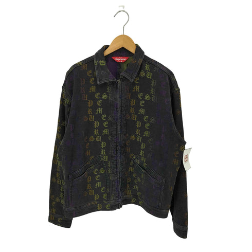 シュプリーム Supreme Gradient Jacquard Denim Work Jacket グラディエント オールドイングリッシュロゴ ジャガード ジップアップ デニムジャケット メンズ M