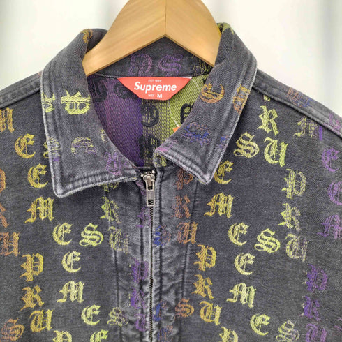 シュプリーム Supreme Gradient Jacquard Denim Work Jacket グラディエント オールドイングリッシュロゴ ジャガード ジップアップ デニムジャケット メンズ M