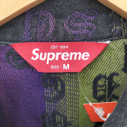 シュプリーム Supreme Gradient Jacquard Denim Work Jacket グラディエント オールドイングリッシュロゴ ジャガード ジップアップ デニムジャケット メンズ M
