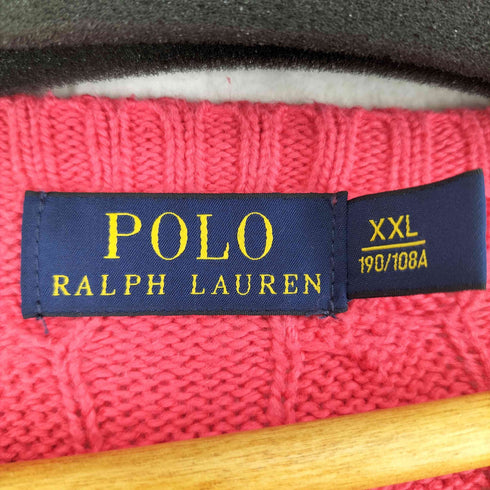ポロバイラルフローレン Polo by RALPH LAUREN ミニポニー刺繍 クルーネックケーブルニット メンズ XXL