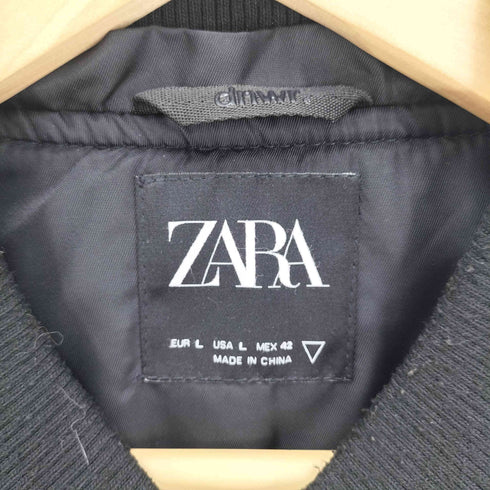 ザラ ZARA dnwr Embroidered Patchwork Black Jacket 刺繍 パッチワーク ブラック 中綿 ジャケット スタジャン メンズ import:L