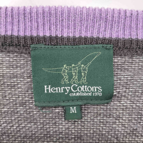 ヘンリーコットンズ Henry Cottons アーガイル Vネック ウールニットセーター メンズ M
