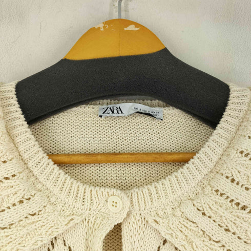 ザラ ZARA 花柄刺繍刺し子ニットカーディガン レディース import:S