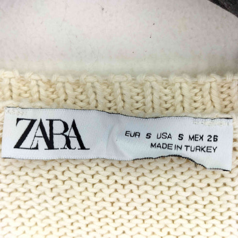 ザラ ZARA 花柄刺繍刺し子ニットカーディガン レディース import:S