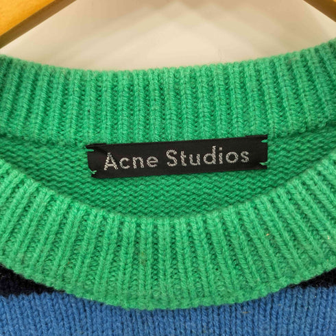 アクネストゥディオズ ACNE STUDIOS FACE フェイスパッチ ボーダー柄 ウールニット クルーネック セーター メンズ XXS