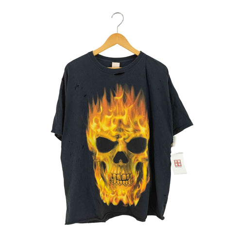 ファイヤースカル プリント Tシャツ メンズ