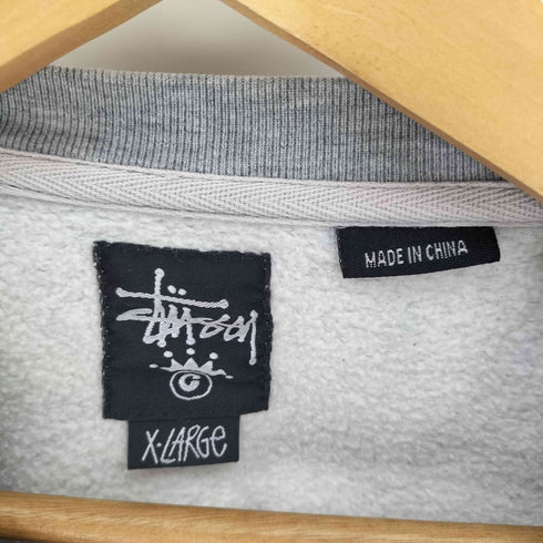 ステューシー Stussy 00S ロゴ刺繍 王冠 クラウン プリント 裏起毛 クルーネック スウェット トレーナー メンズ import:XL