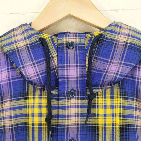 ビームス BEAMS 25AW ワイドフィット リフレクター チェック フードシャツ メンズ M