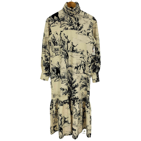 NHOJ JOHN French Scenic Printed Dress フレンチ プリント ドレス ワンピース レディース import:S