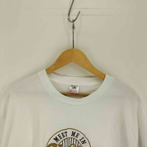 90S USA製 FRUIT OF THE LOOM ボディ コピーライト1995 CHEERS MEET ME IN LAS VEGAS 刺繍 クルーネック S/S Tシャツ シングルステッチ メンズ import:XXL