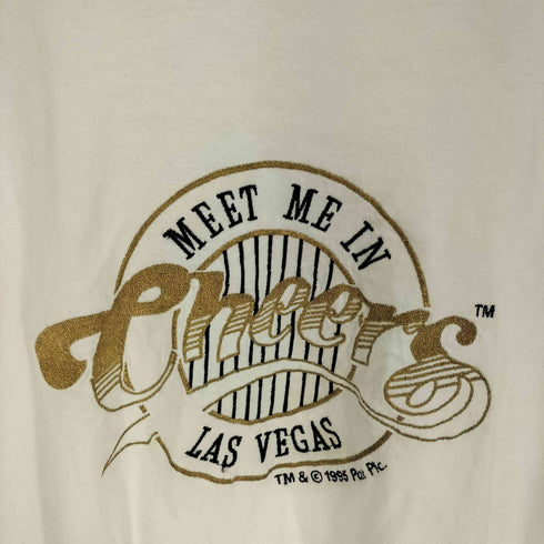 90S USA製 FRUIT OF THE LOOM ボディ コピーライト1995 CHEERS MEET ME IN LAS VEGAS 刺繍 クルーネック S/S Tシャツ シングルステッチ メンズ import:XXL